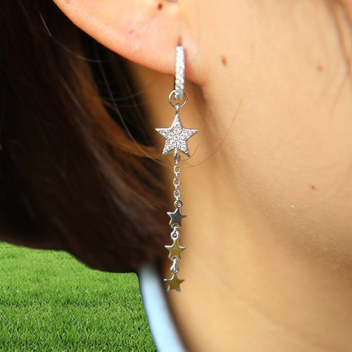 Nuovo Arrivo Star Star Placted Star Dangle Chain Star con CZ Hoop a due vie Usa la stella regalo di Natale Earring2801257