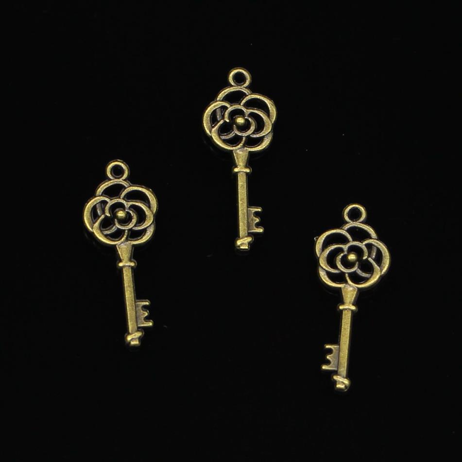 146 Stück Zinklegierung Charms Antik Bronze vergoldet Vintage Skelett Schlüssel Charms für Schmuckherstellung DIY handgefertigte Anhänger 27mm195H