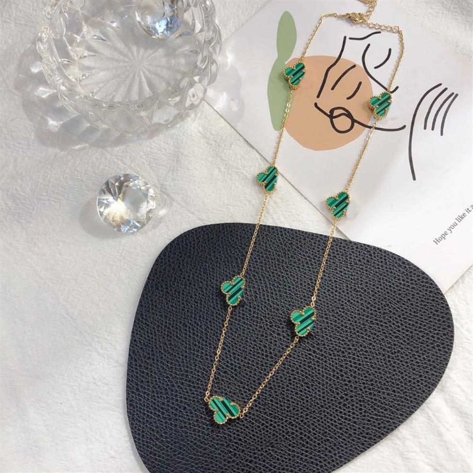 Ny stildesigner kvinnors halsband chokerkedja 18k guldpläterad rostfritt stål halsband sju blommor hänge bröllop smycken ac250z
