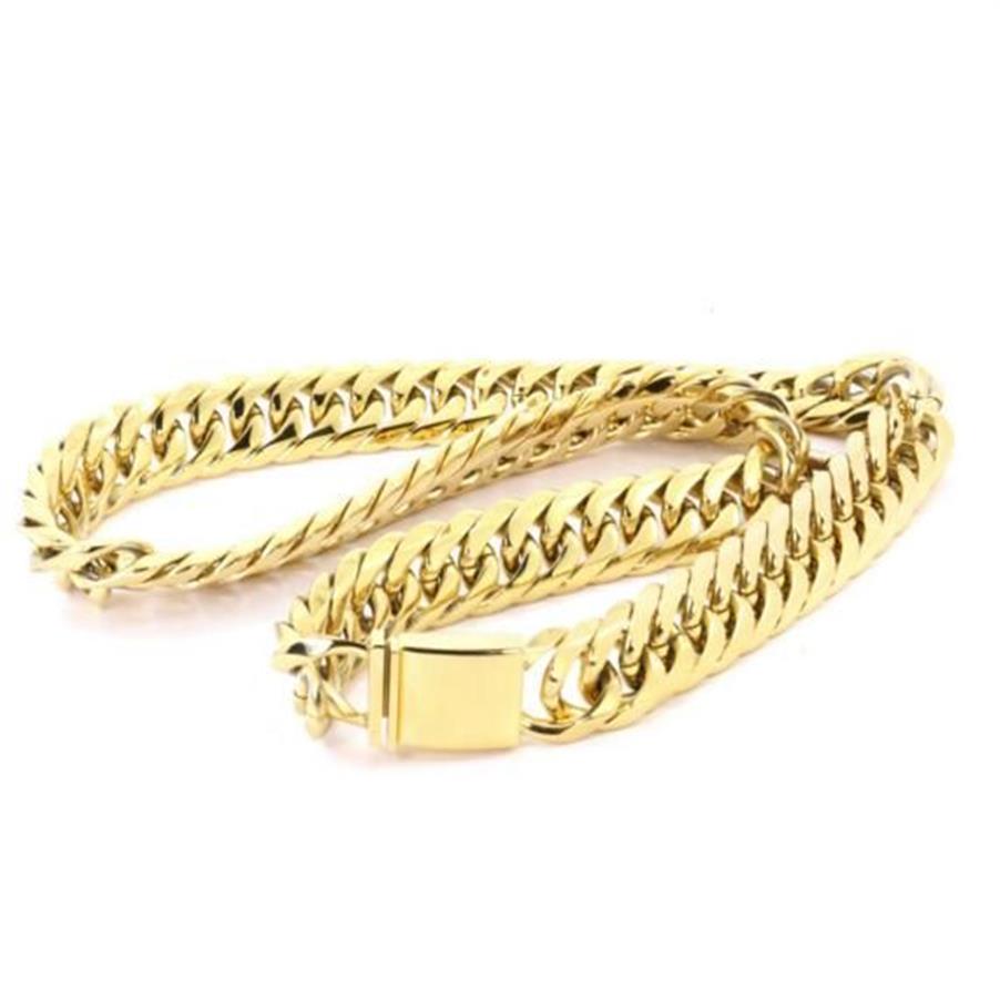 Corrente masculina Miami Cuban Link Curb 14k banhado a ouro Hip Hop 21 mm corrente grossa 24''286Q