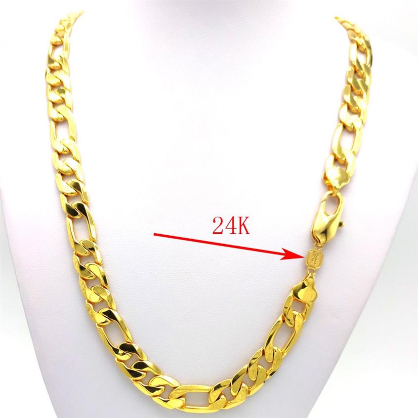 Nya halsband män kedja tung 12mm stamper 24k guld autentisk finish miami kubansk länk ovillkorlig livslängdsersättning245b