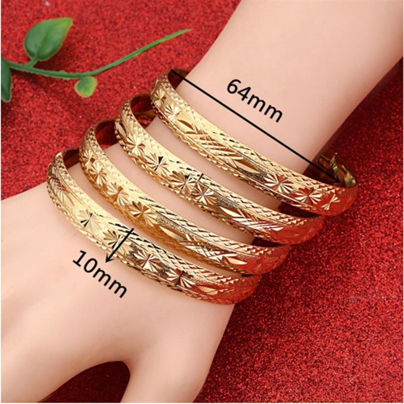 4st Dubai Gold Bangles breda armband afrikanska europeiska Etiopien smycken Bangles267t