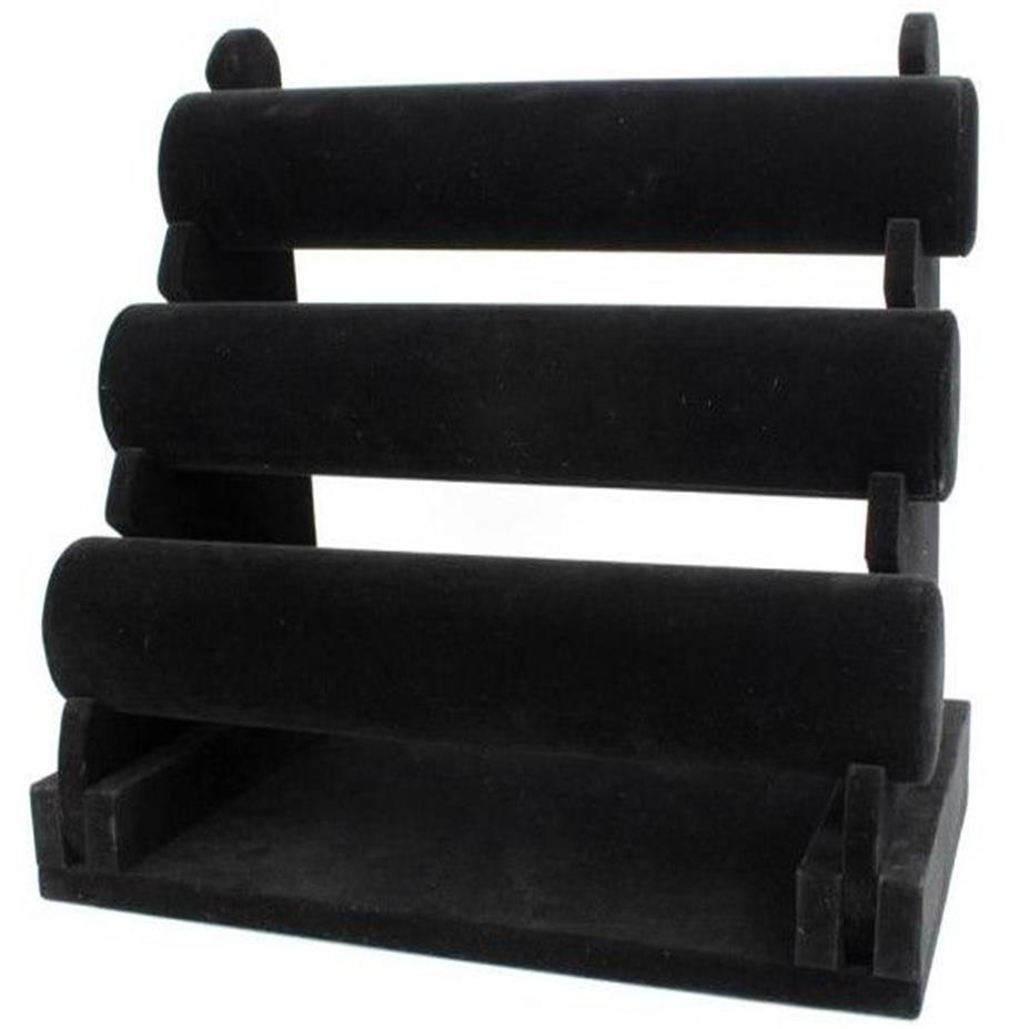 1st Black 3-Tier Velvet Watch Armband smycken Display Holder Stand Rack294k