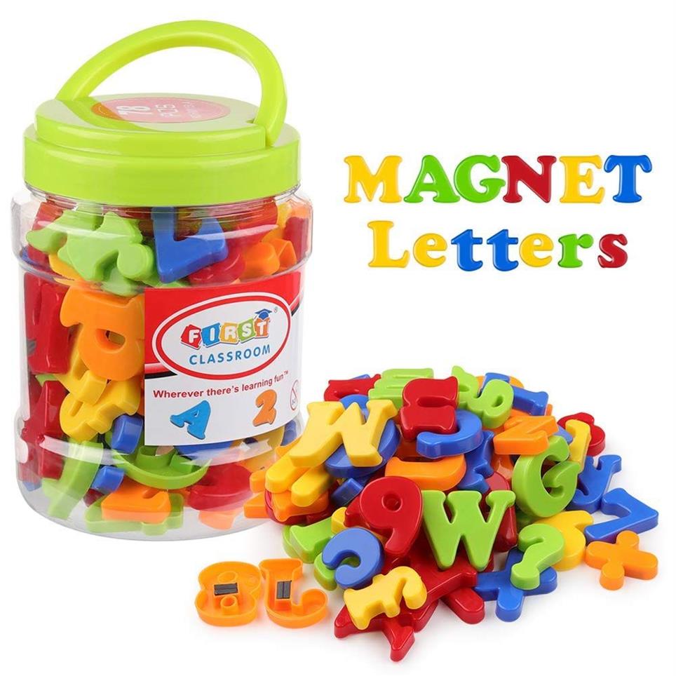78st magnetiska bokstäver Nummer Alfabetet Kylmagneter Färgglada plastutbildningsleksak Set Preschool Learning Stava Counting270Q