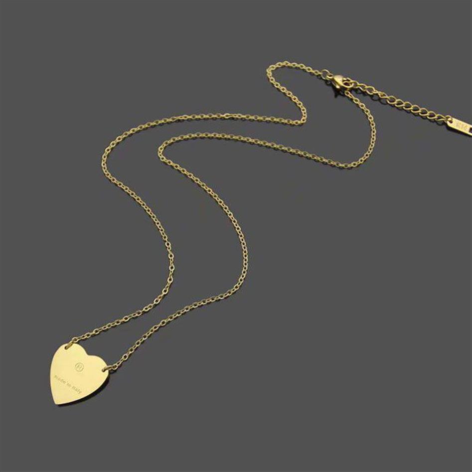 luksusowy naszyjnik z sercem kobieta stal nierdzewna para złoty łańcuch biżuterii na szyi prezent dla dziewczyny akcesoria Wholle222Q