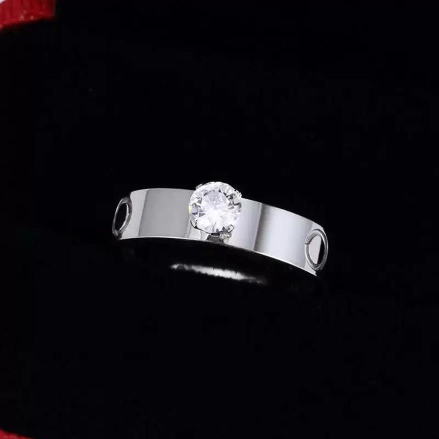 2022 Fashion Love Solitaire Ring Titanium Steel Placed Silver Rose Gold Valentine Gift Girlfriend Engagement Diamond RI309J