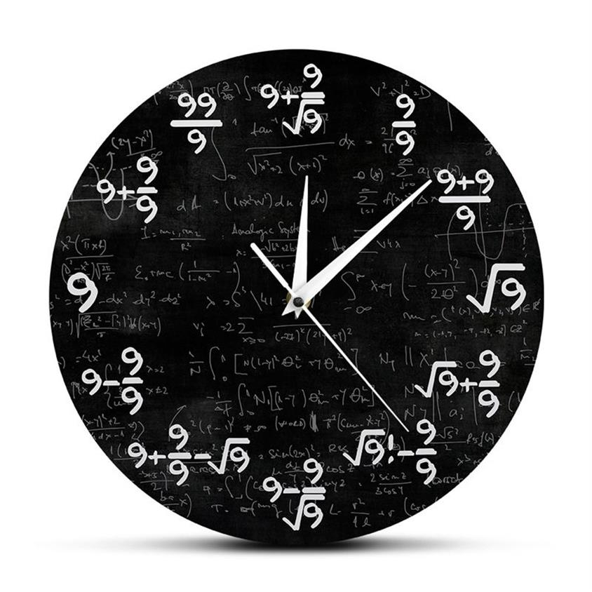 Nines Math Wall Clock Numer 9 MATH MATH CLOCK WALL WATM Równanie MATA MATA MATA ZEWNĘTA MATEMATYCZNE MATEMATYCZNE