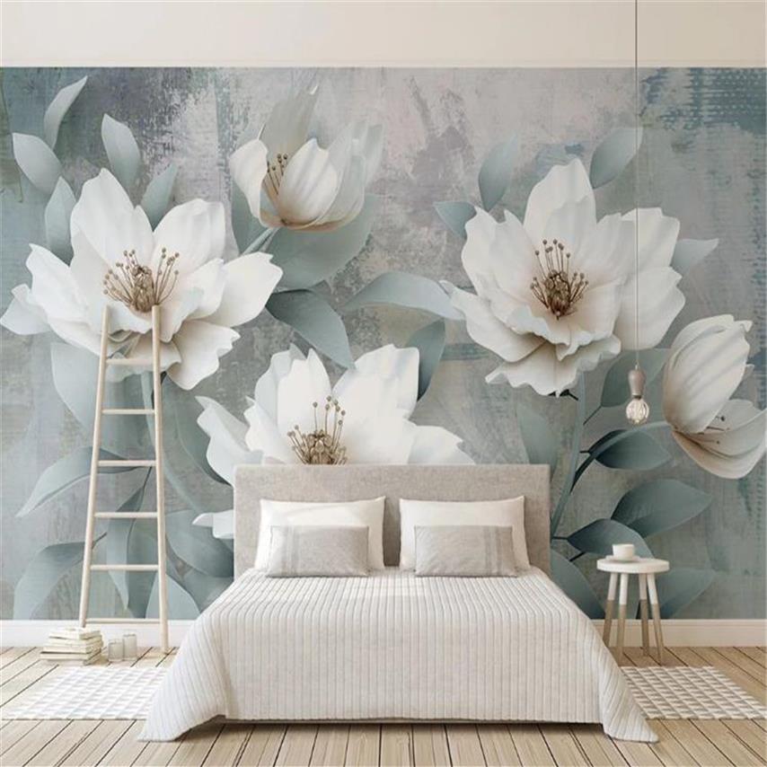 Blumentapete für Wände, einfache Retro-Prägung mit Blumen, personalisieren Sie Ihre Lieblings-Premium-Atmosphären-Innendekorations-Tapete266I