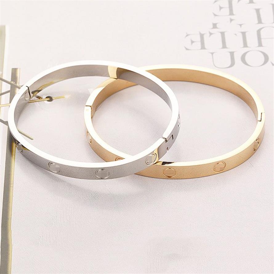 Amor parafuso pulseira feminina aço inoxidável pulseira de ouro pode ser aberto casal simples jóias presentes para mulher acessórios inteiro ch230p
