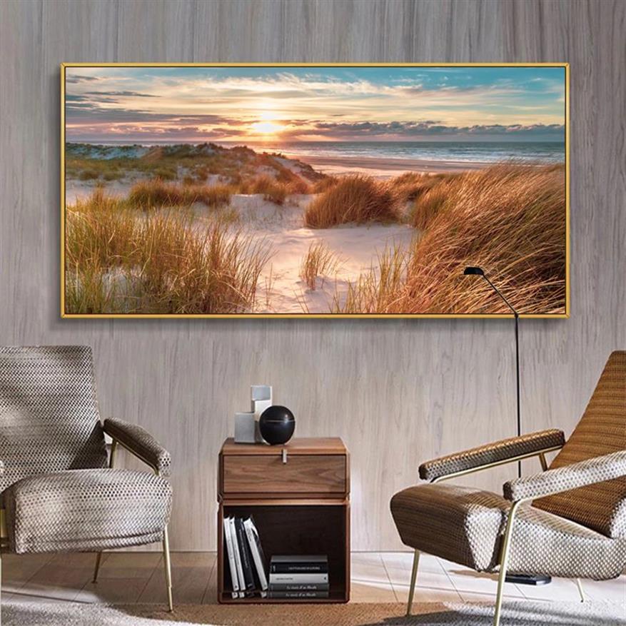 Strand Landschaft Leinwand Malerei Innendekorationen Holz Brücke Wand Kunst Bilder für Wohnzimmer Home Decor Meer Sonnenuntergang Prints223i