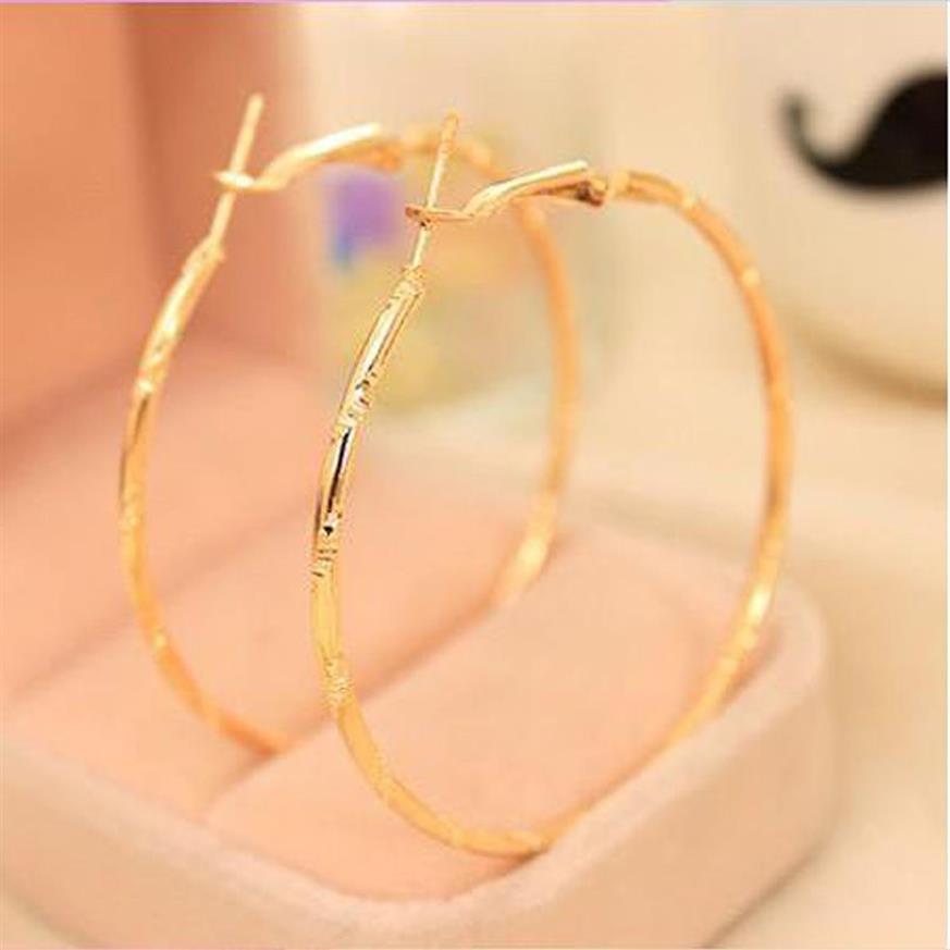 Ganze Creolen, 18 Karat Gold, versilbert, 5 cm, elegant, groß, trendig, große Größe, Damenmode, Modeschmuck, Earring254t