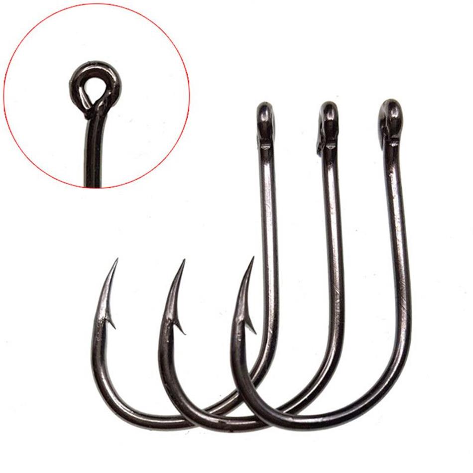 10 Sizes 6#-15# Black Ise Hook High Carbon Steel Barbed Fishing Hooks Pesca Tackle Accessories Whole - SF20276d