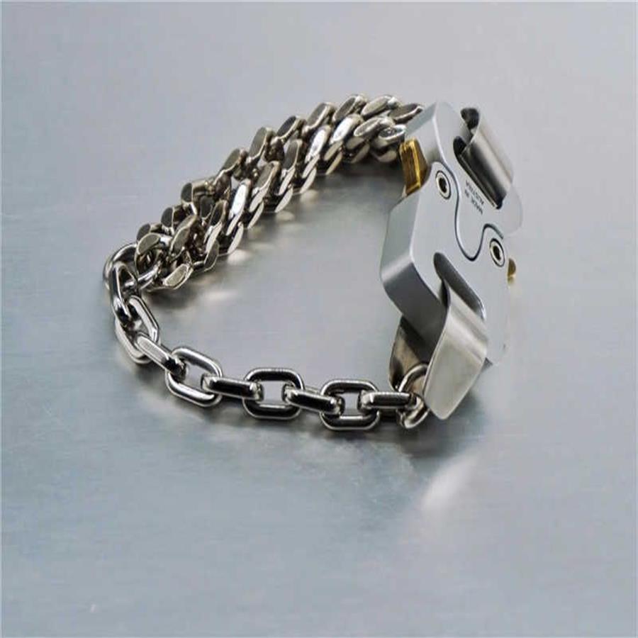 بطل سلسلة Alyx Buckle Swelet Men نساء جودة عالية 1017 Alyx 9SM رسائل Openwork Stains Stainless Stain Q062294S