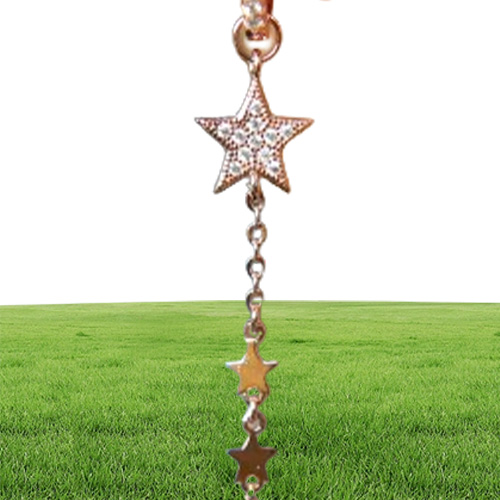 Nuovo Arrivo Star Star Placted Star Dangle Chain Star con CZ Hoop a due vie Usa la stella regalo di Natale Earring2801257