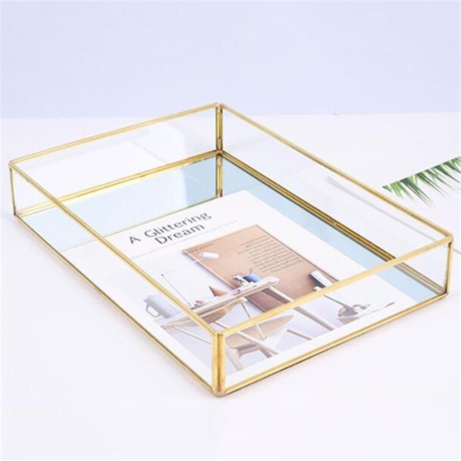 Nordic Retro Jewelry Box Storage Exquisite Glass Tray for Earrings Necklace Ring Pendant Bracelet Makeup Display Stand 211105227s