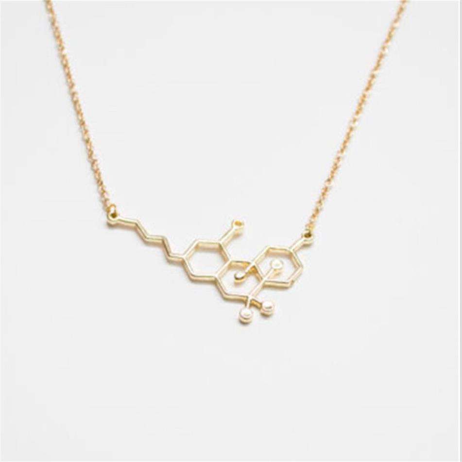 Pendentif Or Argent Simple Molécule Structure Moléculaire Hormone Élément Collier Science Adn Dopamine Colliers Jhey9 Vxbzf277O