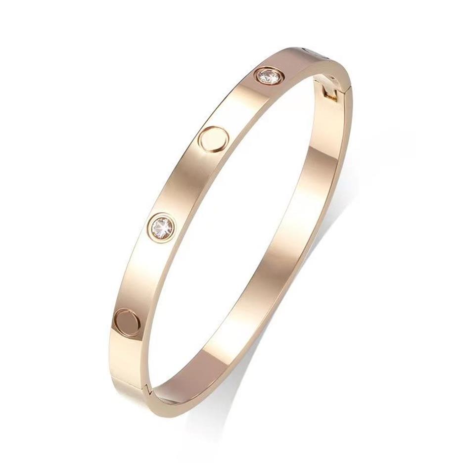 Flytta armband damer Rose Gold Silver Lady Bangle Titanium Steel skruvmejsel Diamond242U