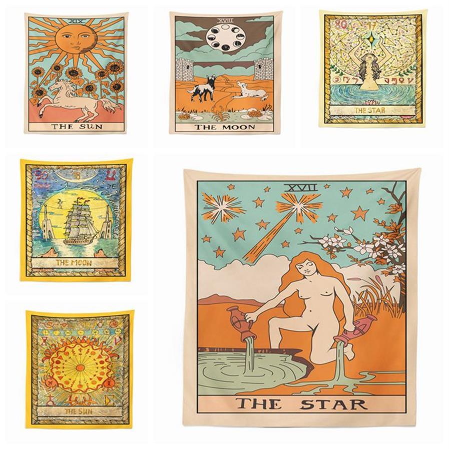 Tapiz de tarot europeo, astrología, decoración colgante de pared, tela, sol, Luna, estrella, mural moderno para habitación, dormitorio, decoración 2927