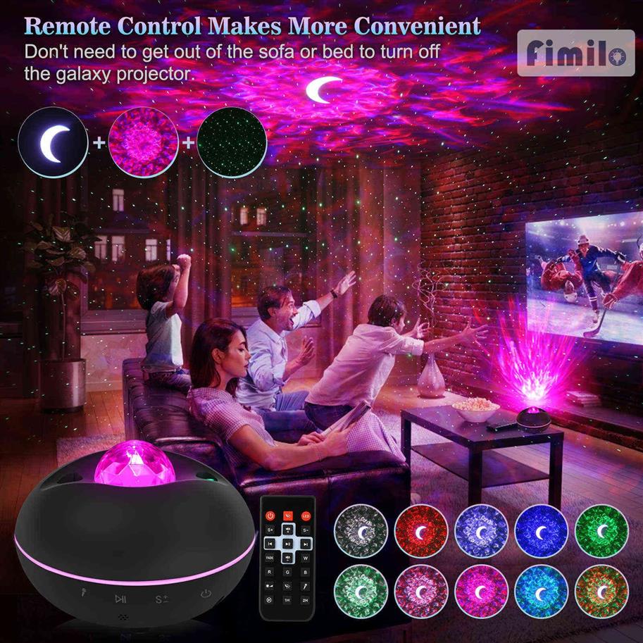 Galaxy Light Projector for Room Bluetooth Star Project Rotating Starry Lights Space Lamp Galactic Wave LED STARS Sky Projector H092853