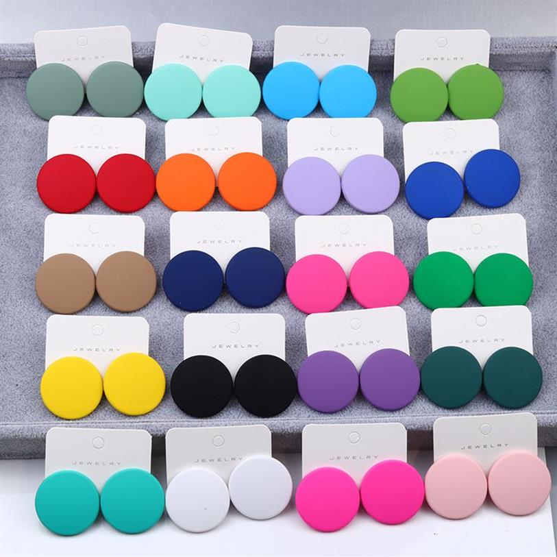 Neue Runde Spray Farbe Stud Ohrringe Für Frauen Einfache Mode Acryl Candy Farbe Ohr Schmuck Koreanische Tochter Accessories277S