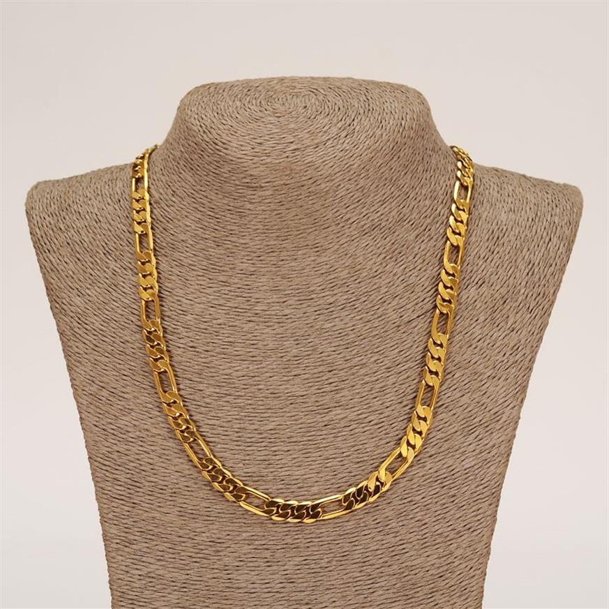 Hela klassiska Figaro kubanska länkkedjan halsbandsarmband sätter 14k riktigt solid guldfylld koppar mode män kvinnor juvelr2726