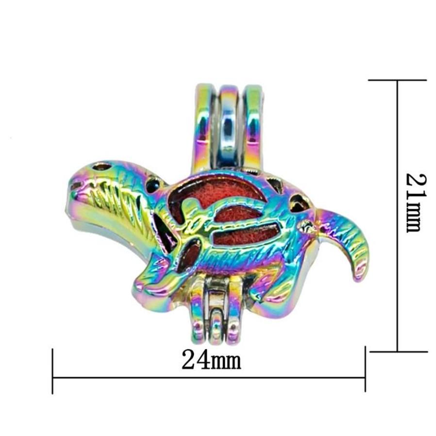 REYOW Multicolor Dinosaur Pearl Bead Cages Perfume Essential Oil Diffuser Locket Pendant Jewelry Making DIY286L