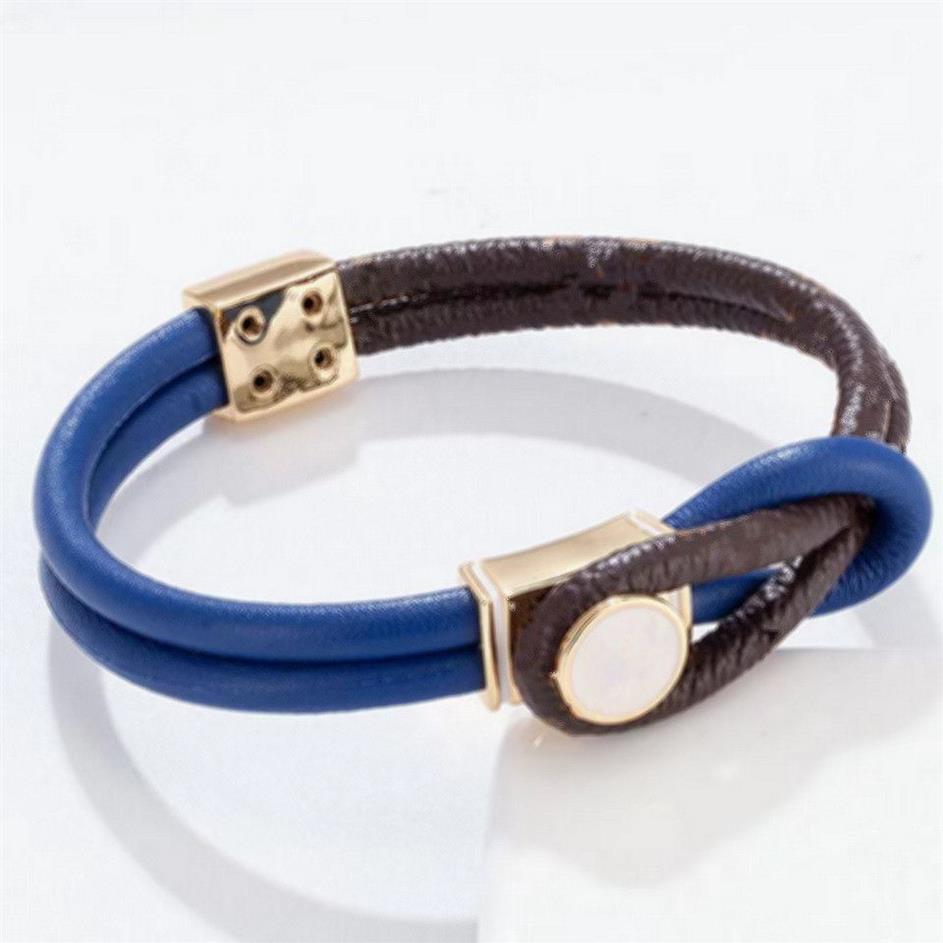 New high-grade classic retro pattern titanium steel leather rope magnetic buckle Chain bracelet for men and women254l