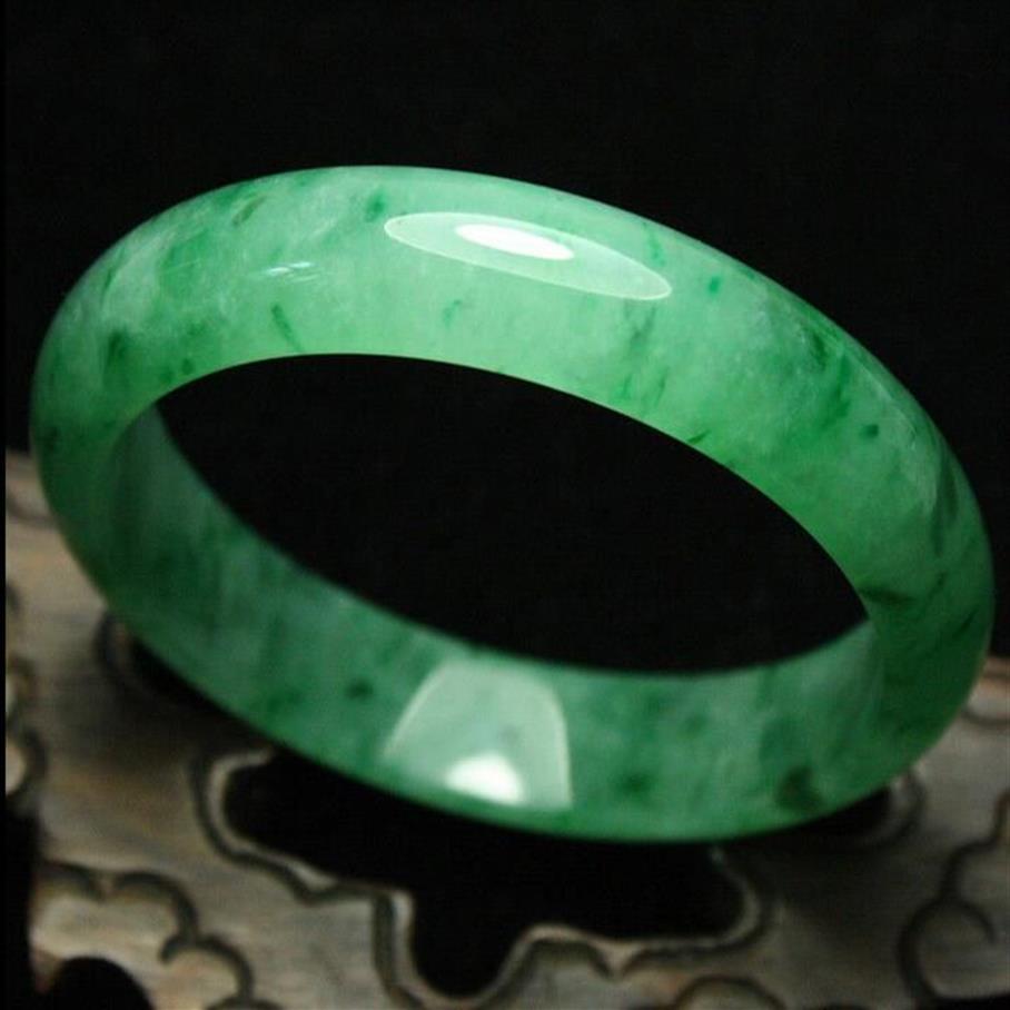 59mm zertifiziert Emerald Icy Green Jadeit Jade Armreif Armband Handgefertigte G04170A