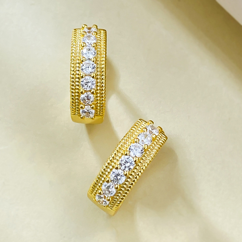 14k Gold Moissanit Diamond Hoop Ohrring 100% Real 925 Sterling Silber Party Hochzeit Ohrringe für Frauen Engagement Schmuck Geschenk
