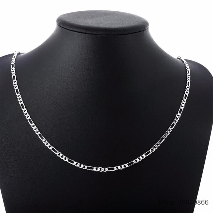 Collier chaîne Figaro en argent Sterling 925 véritable, 4MM, 8 tailles disponibles, pour femmes et hommes, enfants, 40 45 50 60 75cm, bijoux kolye Collares251O