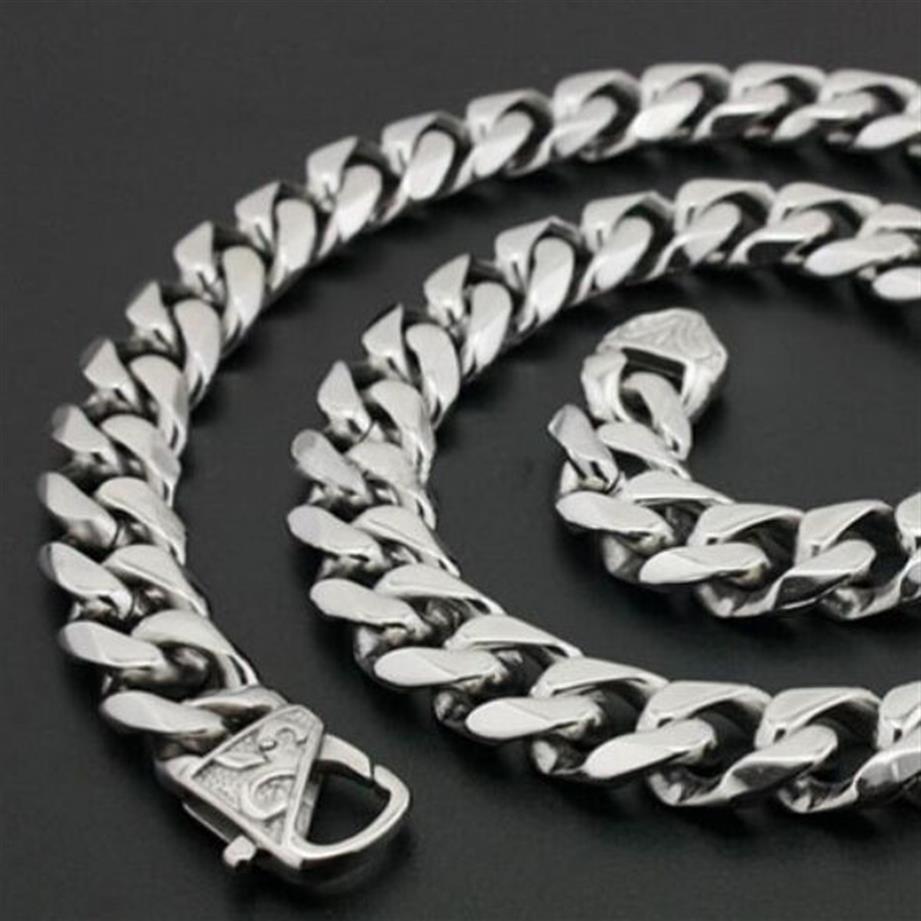 Jóias de alta qualidade aço inoxidável 316l masculino 13mm 15mm curb chain link colar fecho vintage para presentes masculinos 20 in286e