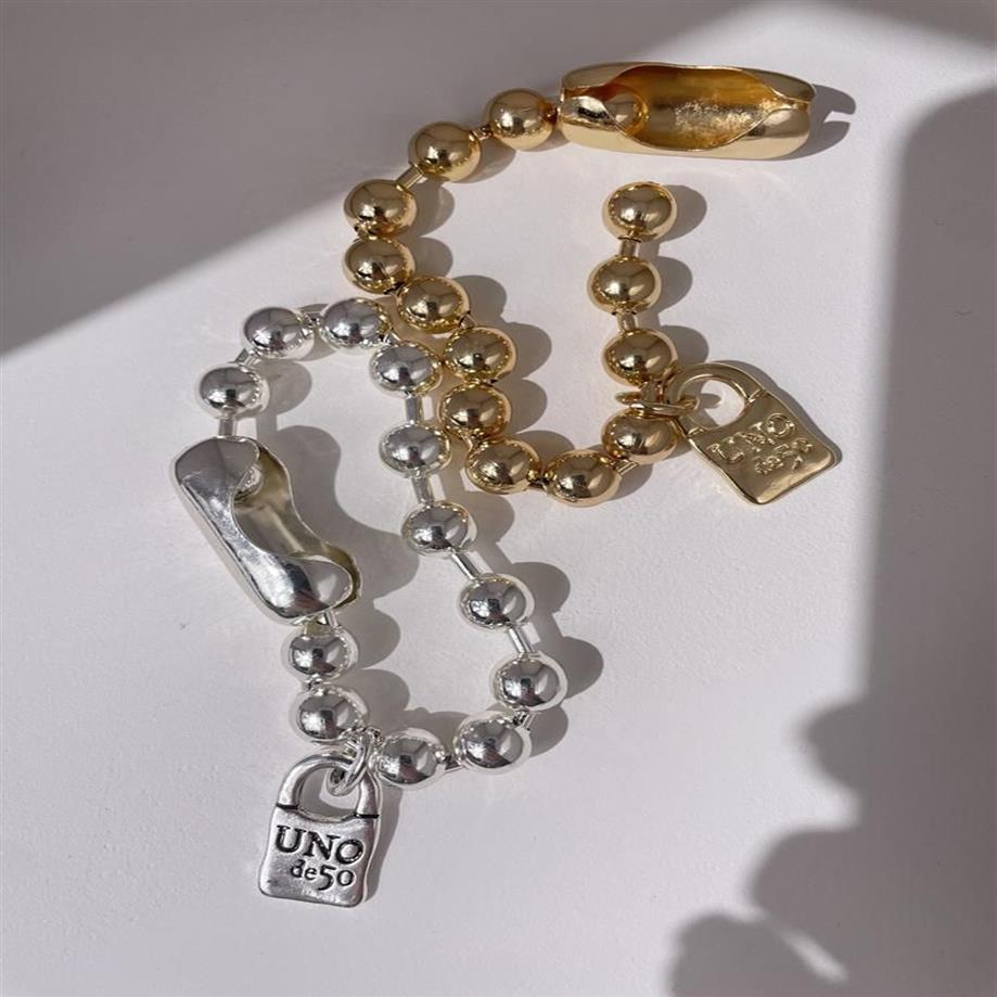 Bangła Metal przesadzona bransoletka złota zamek w zawieszek z koralikami modny