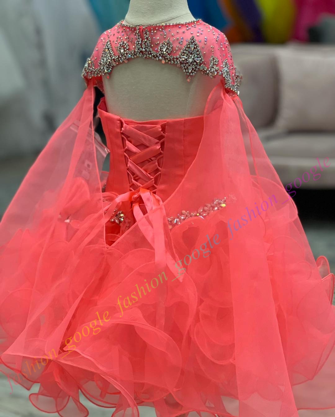 Vestido de concurso de cupcake para meninas, capa de cristal, babado, brilho, bebê criança, diversão, moda, passarela, drama, aniversário, coquetel, vestido infantil, vestido formal, National Coral