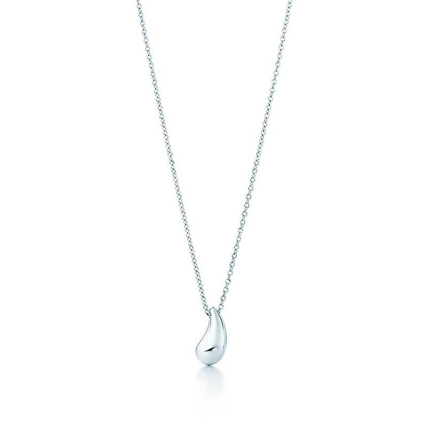 Shinetung S925 Sterling Silver Stylish Simple Silver Teardrop Necklace 1 1バレンタインとのハイエンドの女性ジュエリーギフトQ0312E