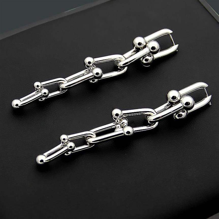 Nouvelles boucles d'oreilles en acier inoxydable en forme de U de haute qualité, or 18 carats, argent rose, longues boucles d'oreilles pendantes livrées avec un sac à poussière pour les couples, cadeau 306u