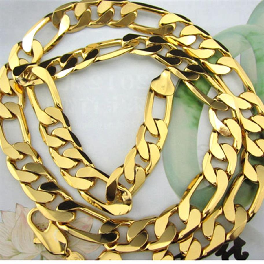 Collier classique chaîne pour hommes en or jaune 18 carats rempli chaîne Figaro solide accessoires pour hommes cadeau 24 pouces d'épaisseur collier épais 284I
