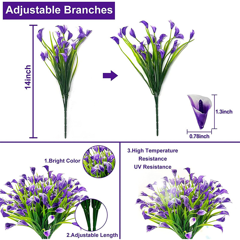 14 tum konstgjorda calla Lily Flowers Calla Lily falska blommor för utanför inomhus utomhuskontor Hemträdgårdsdekoration
