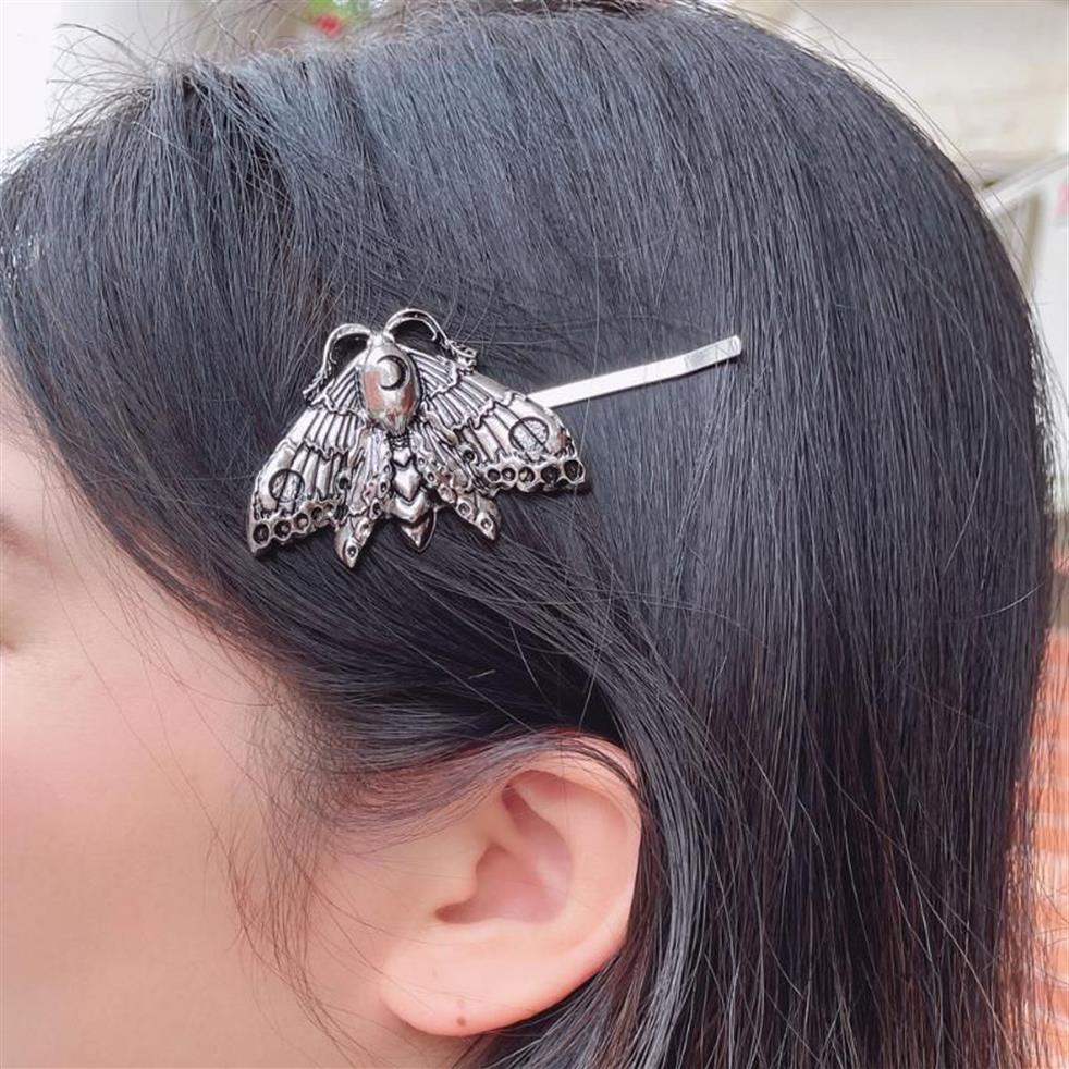 Barrettes à cheveux, 1 pièce, tête de mort, crâne, papillon de nuit, accessoire d'halloween, insecte Wiccan, NatureHair274U