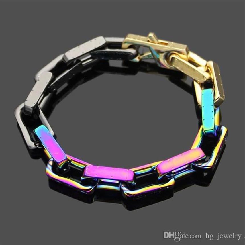 Bracelet de mode Nouveau arrive homme et femme 316l Bracelet de couleur en acier titane 18k bracelets à chaîne épaisse en or plaqué 18k bracelets2800