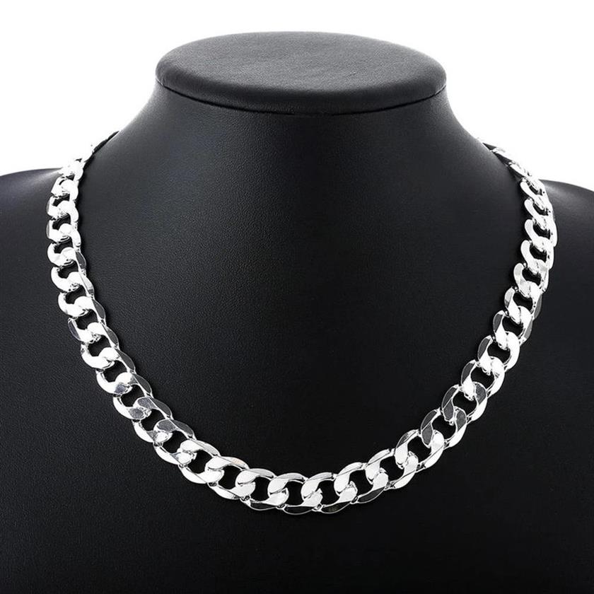 Offerta speciale Collana in argento sterling 925 uomo classica catena da 12 mm 18 30 pollici fine Gioielleria di marca di moda regalo di nozze feste 2253S