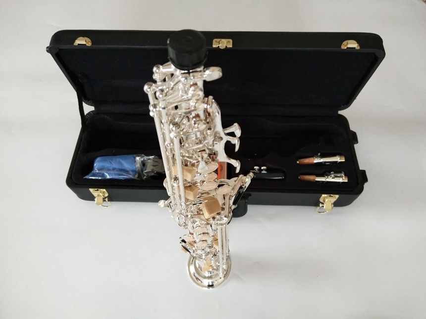 Japan Brand customization S-992 Professional level New Straight Japan Silver-plated Soprano Saxophone Bb Musical instrument Sax 