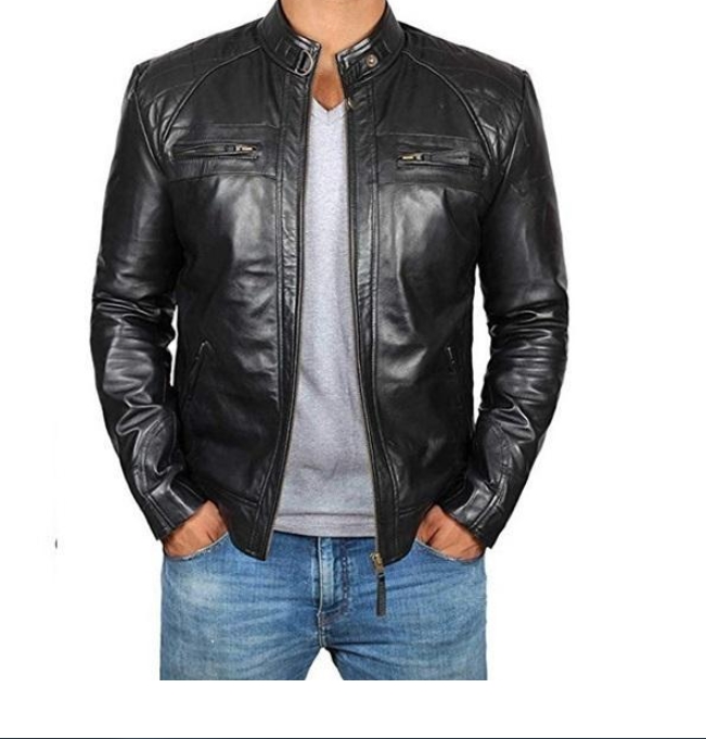 Herren-Oberbekleidung, Mäntel, Leder, Kunstleder, neuer Außenhandel, Herbst und Winter, europäische und amerikanische Herren-Lederjacke, Stehkragen, Motorrad-Stil