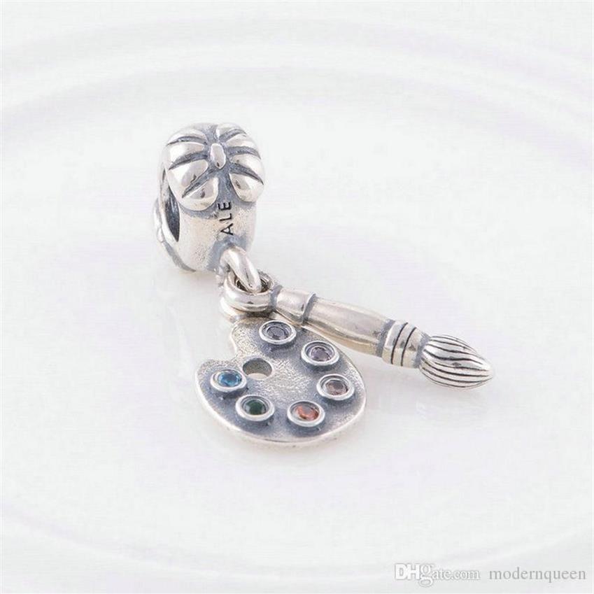 Make-up-Pinsel-Anhänger, Perlen aus 925er Sterlingsilber, passend für Armbänder im Schmuckstil LW3662088