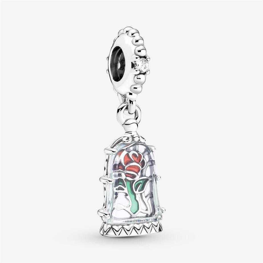 100% 925 Sterling Zilver Enchanted Rose Dangle Charm Fit Originele Europese Charms Armband Mode Vrouwen Bruiloft Verloving Jewelr289A