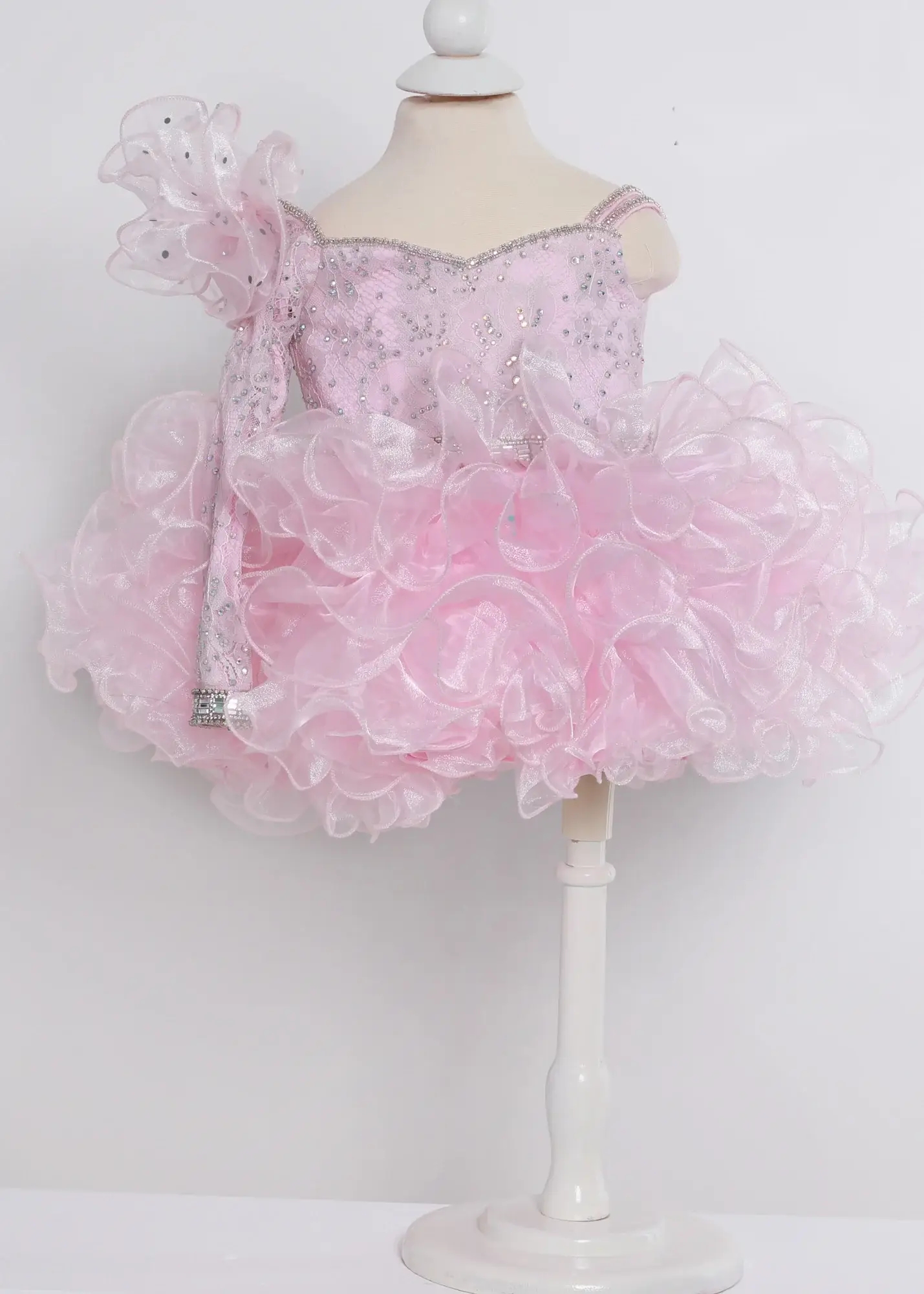 Vestido de concurso para meninas, cupcake, renda transparente, manga comprida, babado, brilho, criança pequena, diversão, moda, passarela, drama, aniversário, coquetel, vestido infantil, formal, nacional