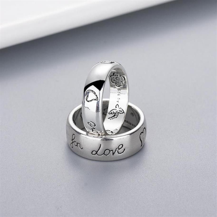 band ring Women Girl Flower Bird Pattern Ring with Stamp Blind for Love Letter men Ring Gift for Love Couple Jewelry w294307N