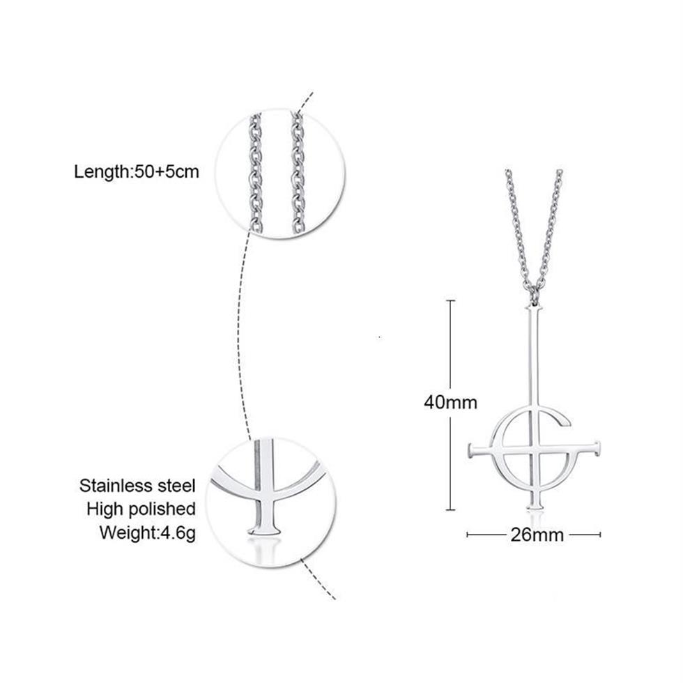 Zincirler silve çapraz hayalet bc isimsiz ghoul kolye kolye grucifix papa emeritus yama kadınlar erkekler paslanmaz çelik mücevherler265j