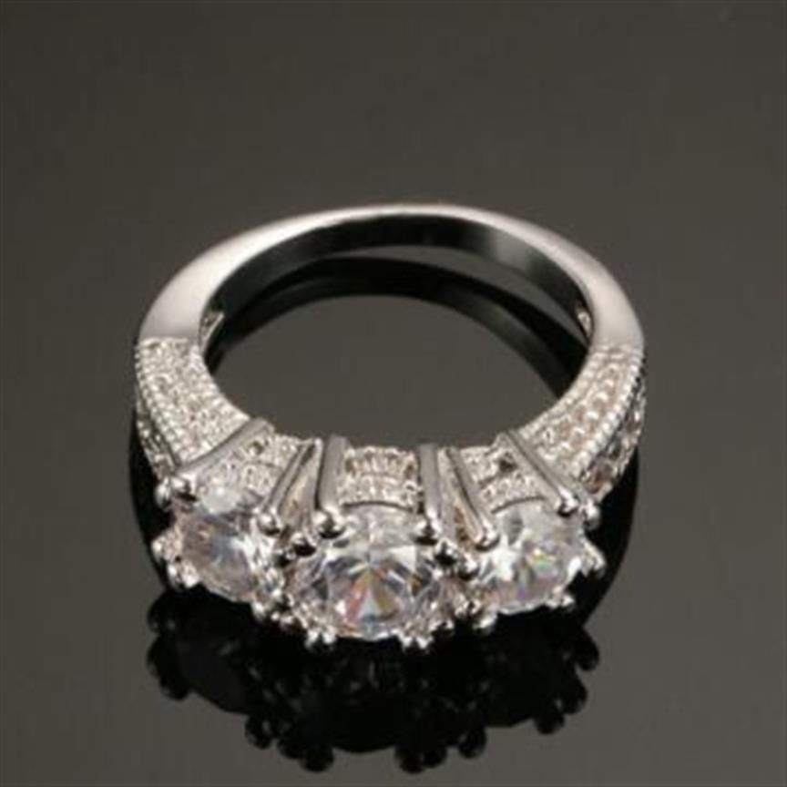 Fashionable 3 25ct 14K White Gold -plated diamond creative Engagement Ring218Y