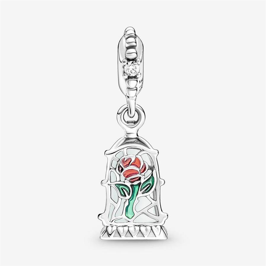 100% 925 Sterling Zilver Enchanted Rose Dangle Charm Fit Originele Europese Charms Armband Mode Vrouwen Bruiloft Verloving Jewelr289A