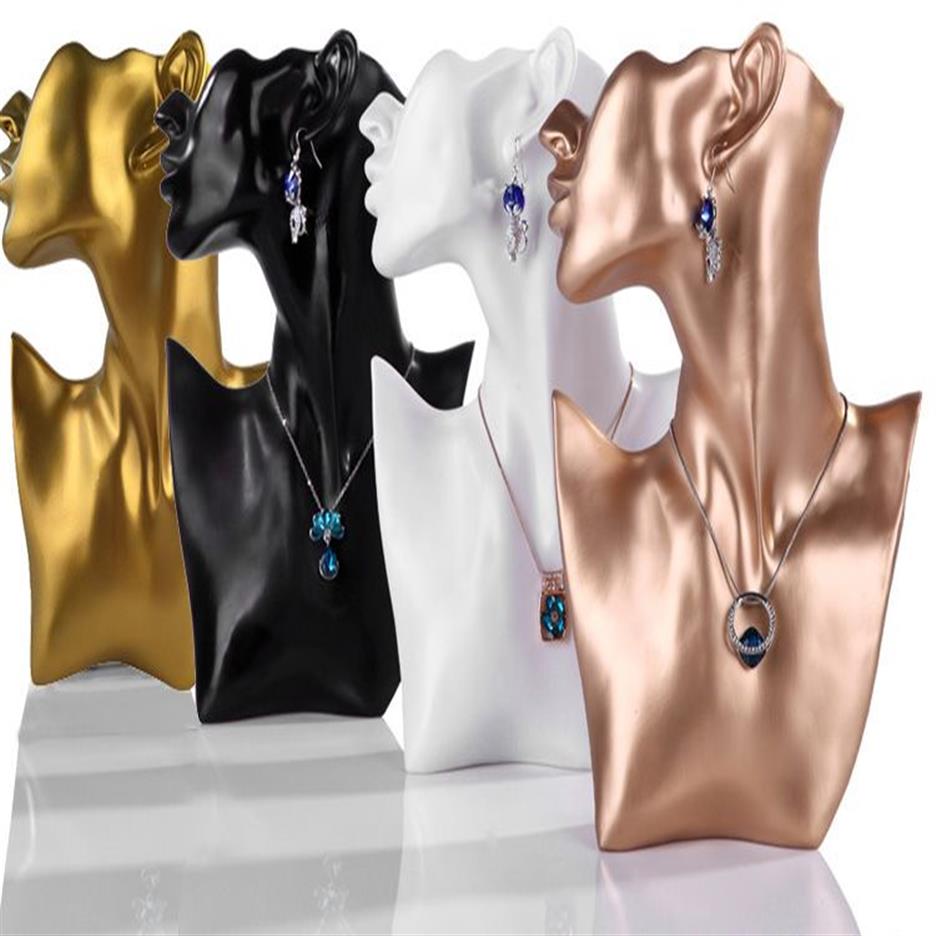 Qualità alla moda modello ritratto collana orecchino cremagliera espositore gioielli testa da donna manichino orecchini supporto display H327D